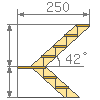 Cálculo umi dimensión principal escalera orekóva giro 180 grados.
